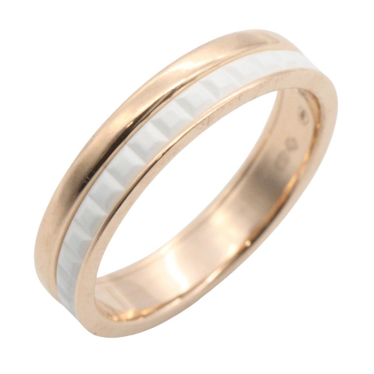 Boucheron Quatre White K18PG Ceramic Ring Gold Size JP 8