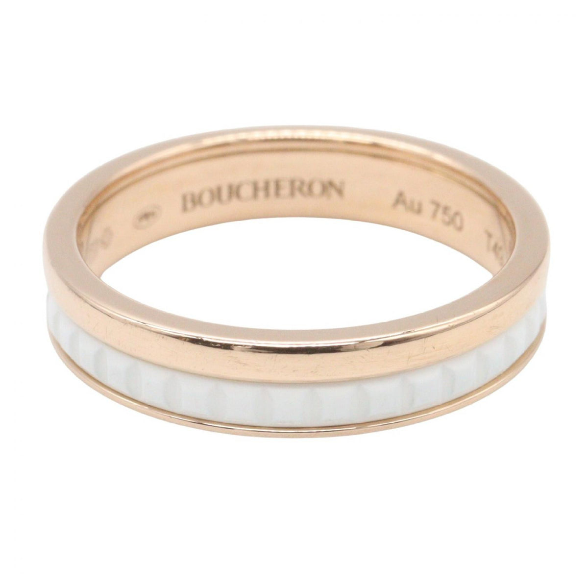 Boucheron Quatre White K18PG Ceramic Ring Gold Size JP 8