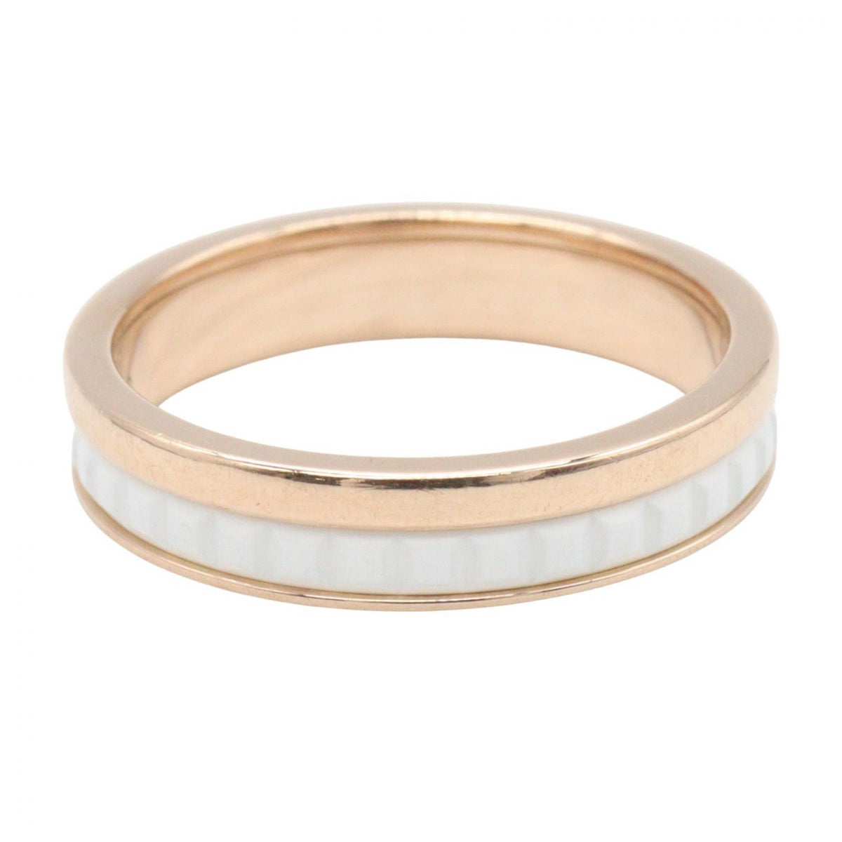 Boucheron Quatre White K18PG Ceramic Ring Gold Size JP 8