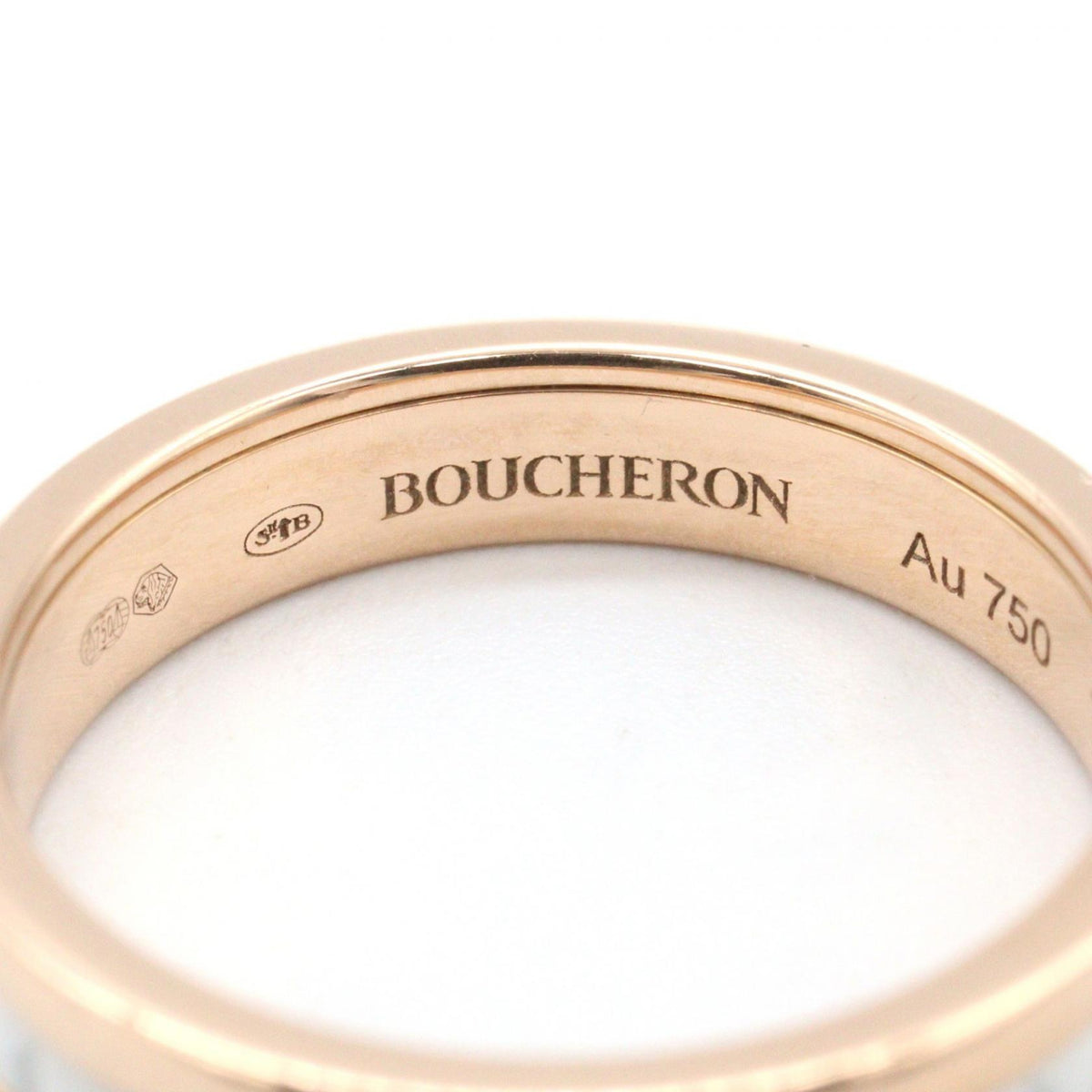 Boucheron Quatre White K18PG Ceramic Ring Gold Size JP 8