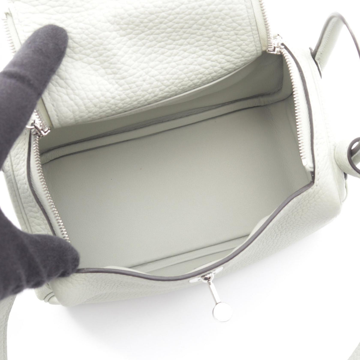 HERMES Lindy Mini Taurillon Shoulder Bag Gray