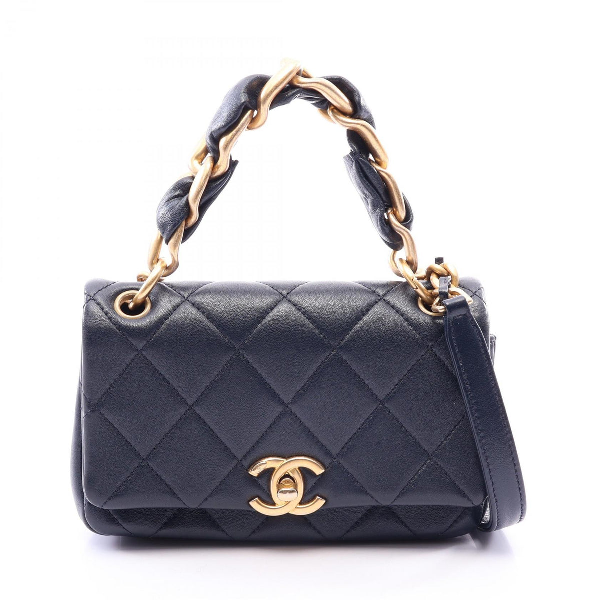 CHANEL Matelasse 2WAY Navy Shoulder Bag