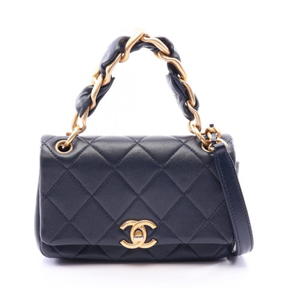 CHANEL Matelasse 2WAY Navy Shoulder Bag