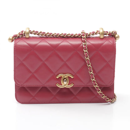 CHANEL Matelasse Small Flap Pink Lambskin Shoulder Bag