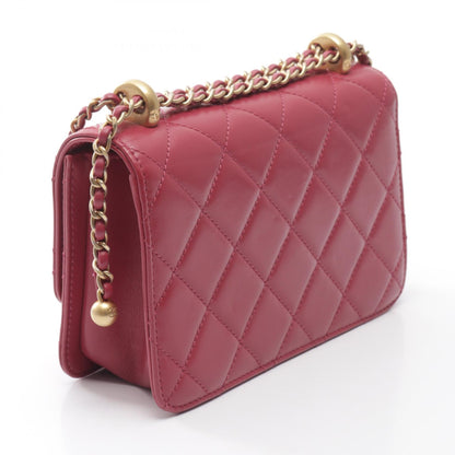 CHANEL Matelasse Small Flap Pink Lambskin Shoulder Bag
