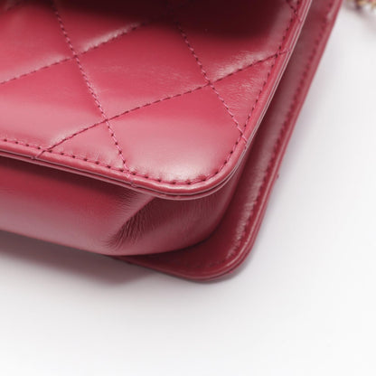CHANEL Matelasse Small Flap Pink Lambskin Shoulder Bag