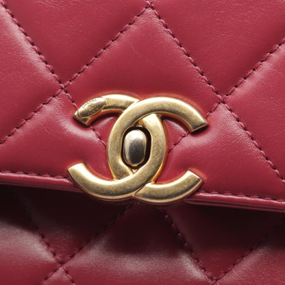 CHANEL Matelasse Small Flap Pink Lambskin Shoulder Bag