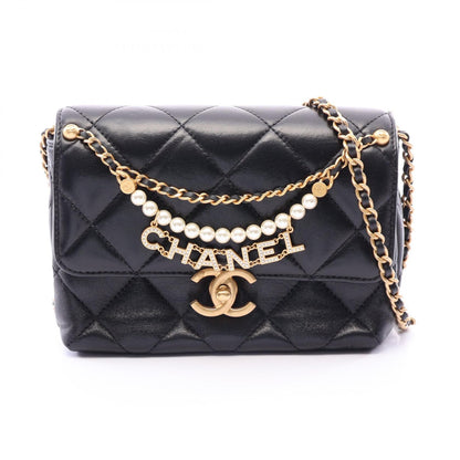 CHANEL Matelasse Mini Flap Black Lambskin Shoulder Bag