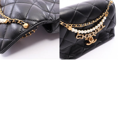 CHANEL Matelasse Mini Flap Black Lambskin Shoulder Bag