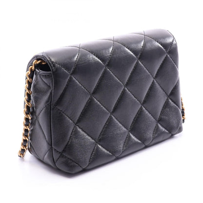 CHANEL Matelasse Mini Flap Black Lambskin Shoulder Bag