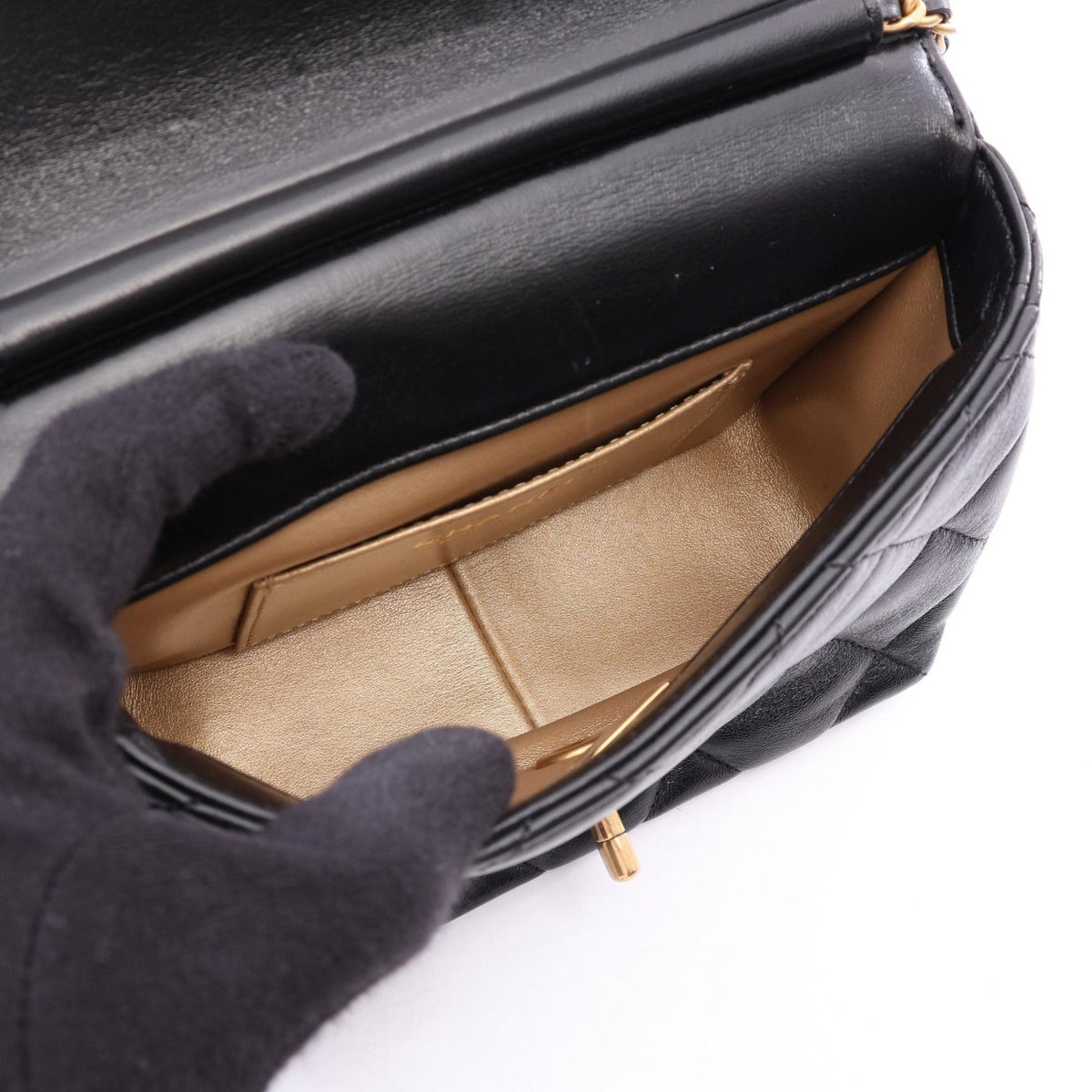 CHANEL Matelasse Mini Flap Black Lambskin Shoulder Bag