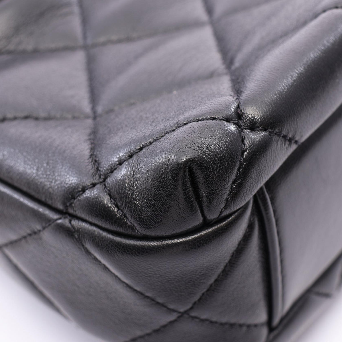 CHANEL Matelasse Mini Flap Black Lambskin Shoulder Bag