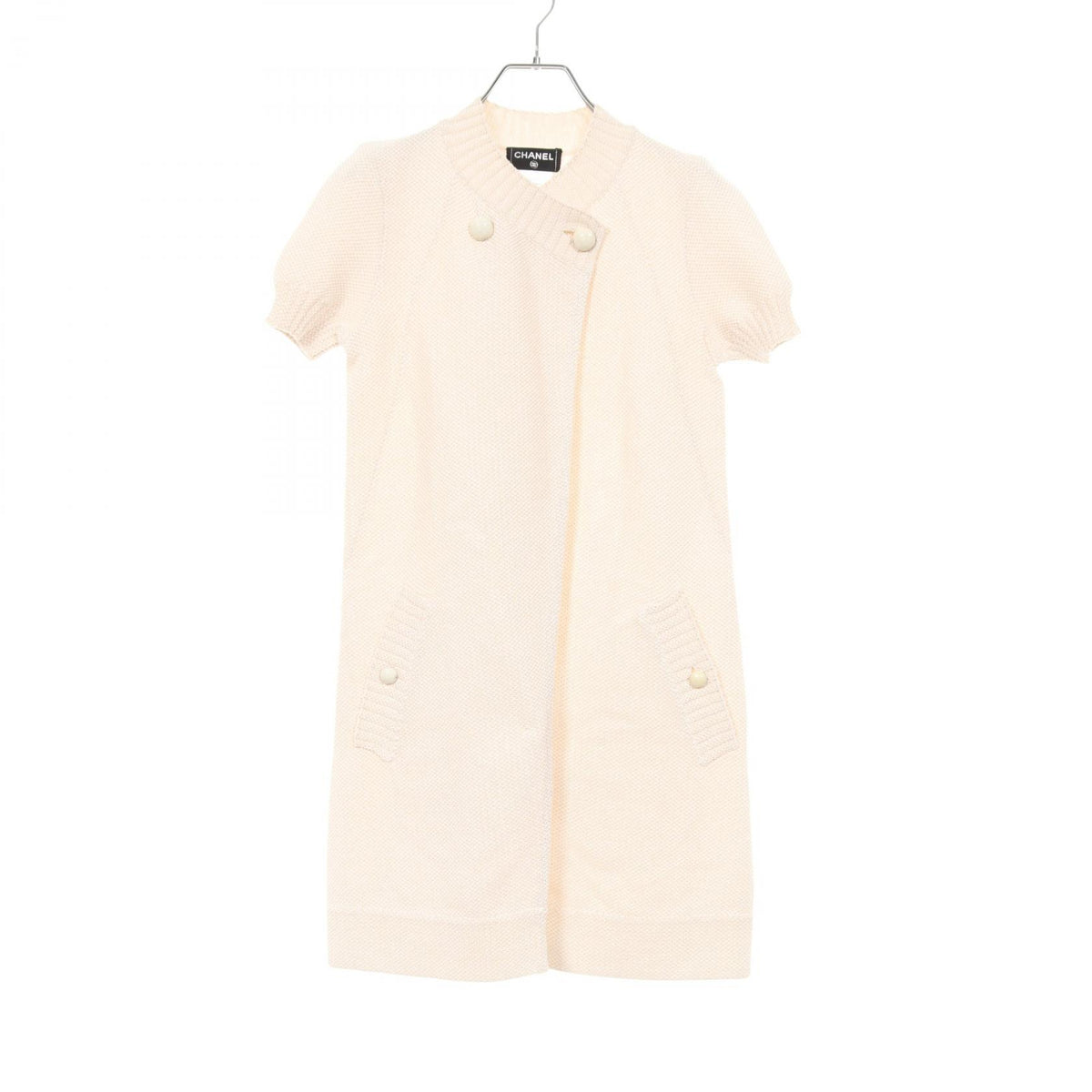 CHANEL CC Mark Button Cotton Cardigan Beige Size 34
