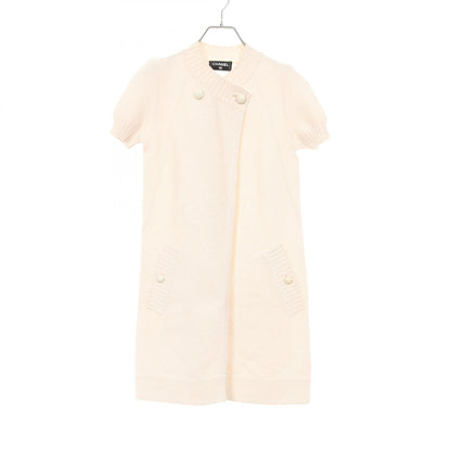 CHANEL CC Mark Button Cotton Cardigan Beige Size 34