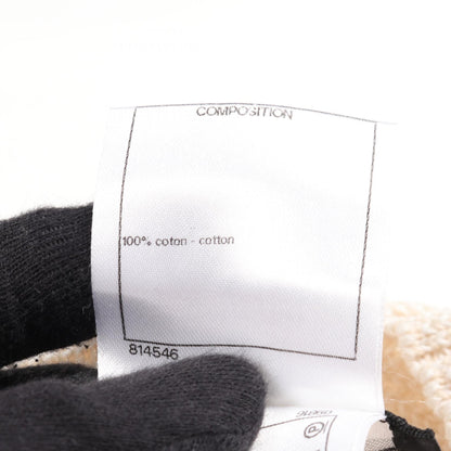 CHANEL CC Mark Button Cotton Cardigan Beige Size 34