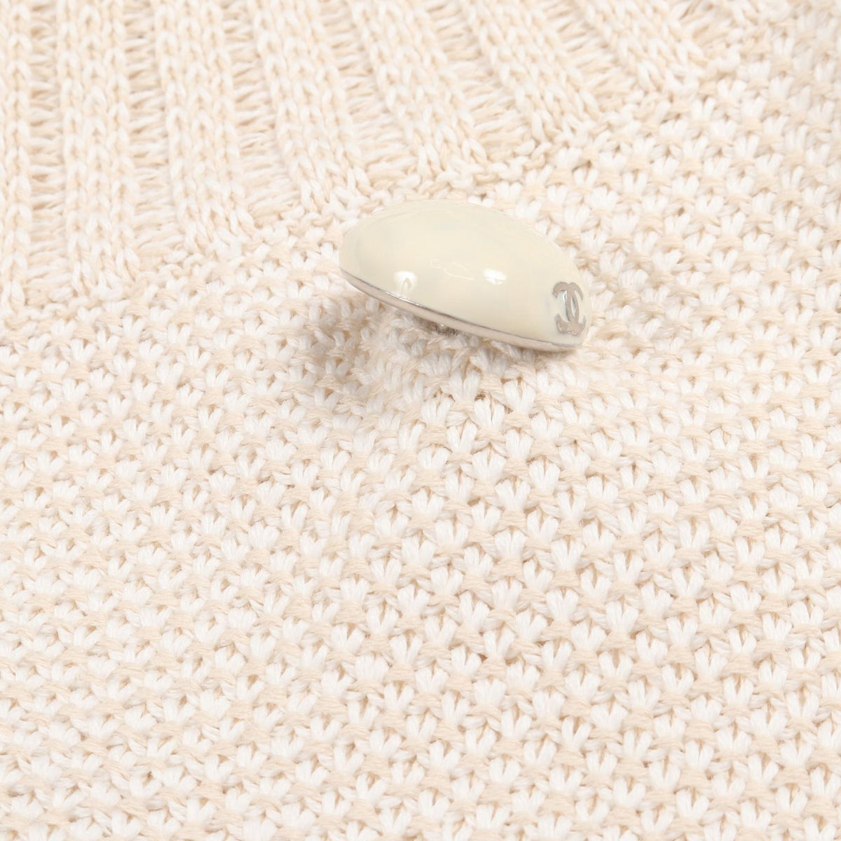 CHANEL CC Mark Button Cotton Cardigan Beige Size 34