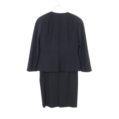 Dior Collarless Jacket Navy Wool Size 9