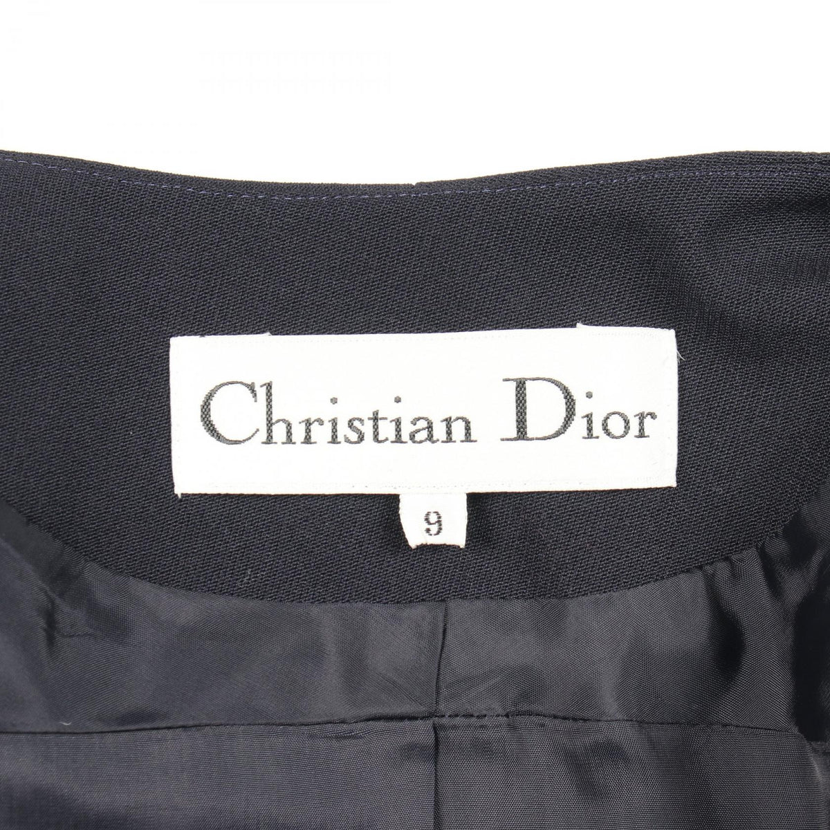 Dior Collarless Jacket Navy Wool Size 9