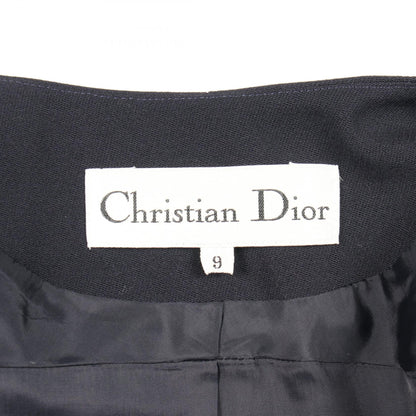 Dior Collarless Jacket Navy Wool Size 9