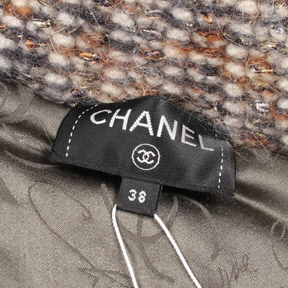 CHANEL Coco Mark Button Cashmere Mohair Jacket Brown Size 38