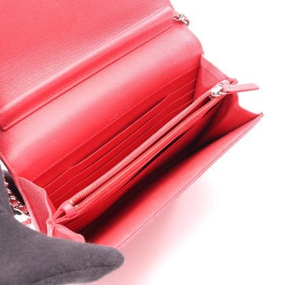 CHANEL Chevron V-Stitch Wallet Red Shoulder Bag
