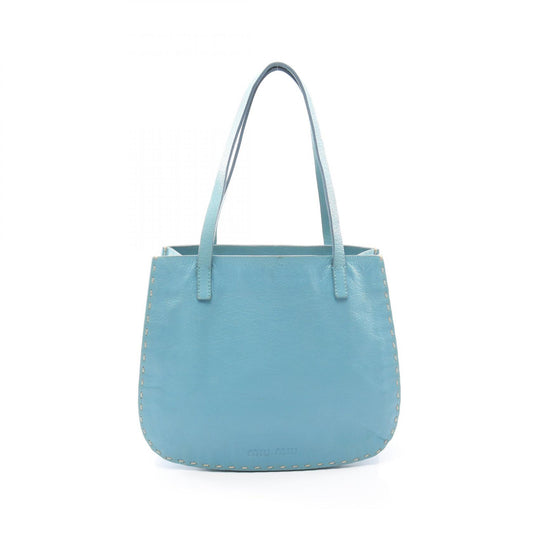 Miu Miu Logo Blue Leather Handle Bag