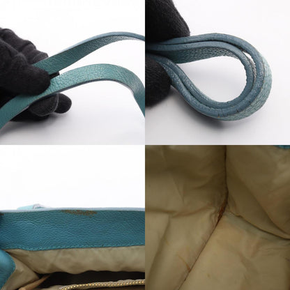Miu Miu Logo Blue Leather Handle Bag