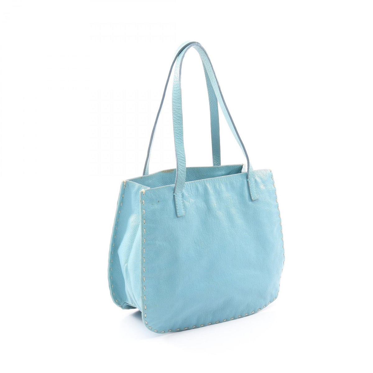 Miu Miu Logo Blue Leather Handle Bag