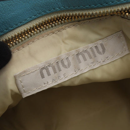 Miu Miu Logo Blue Leather Handle Bag