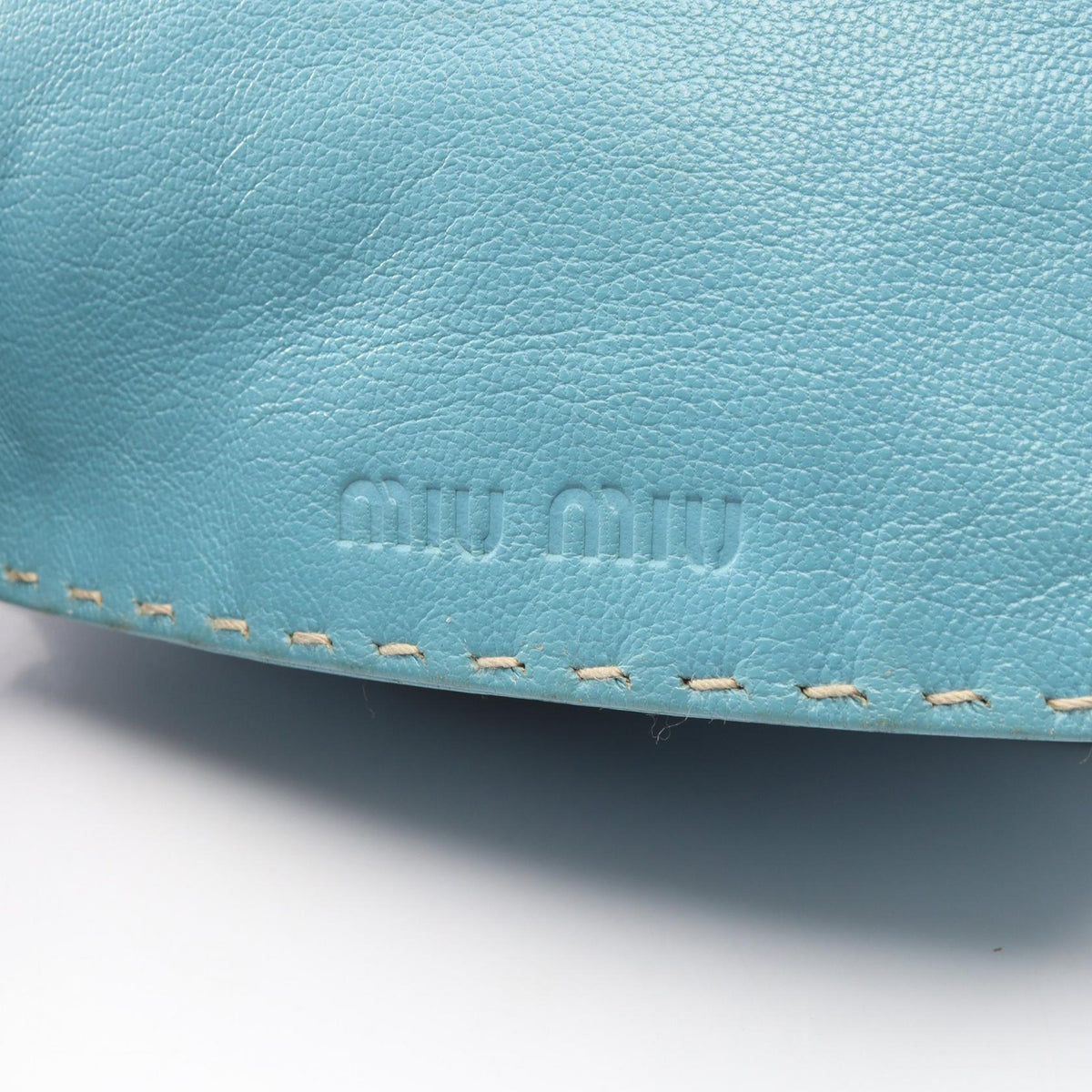 Miu Miu Logo Blue Leather Handle Bag