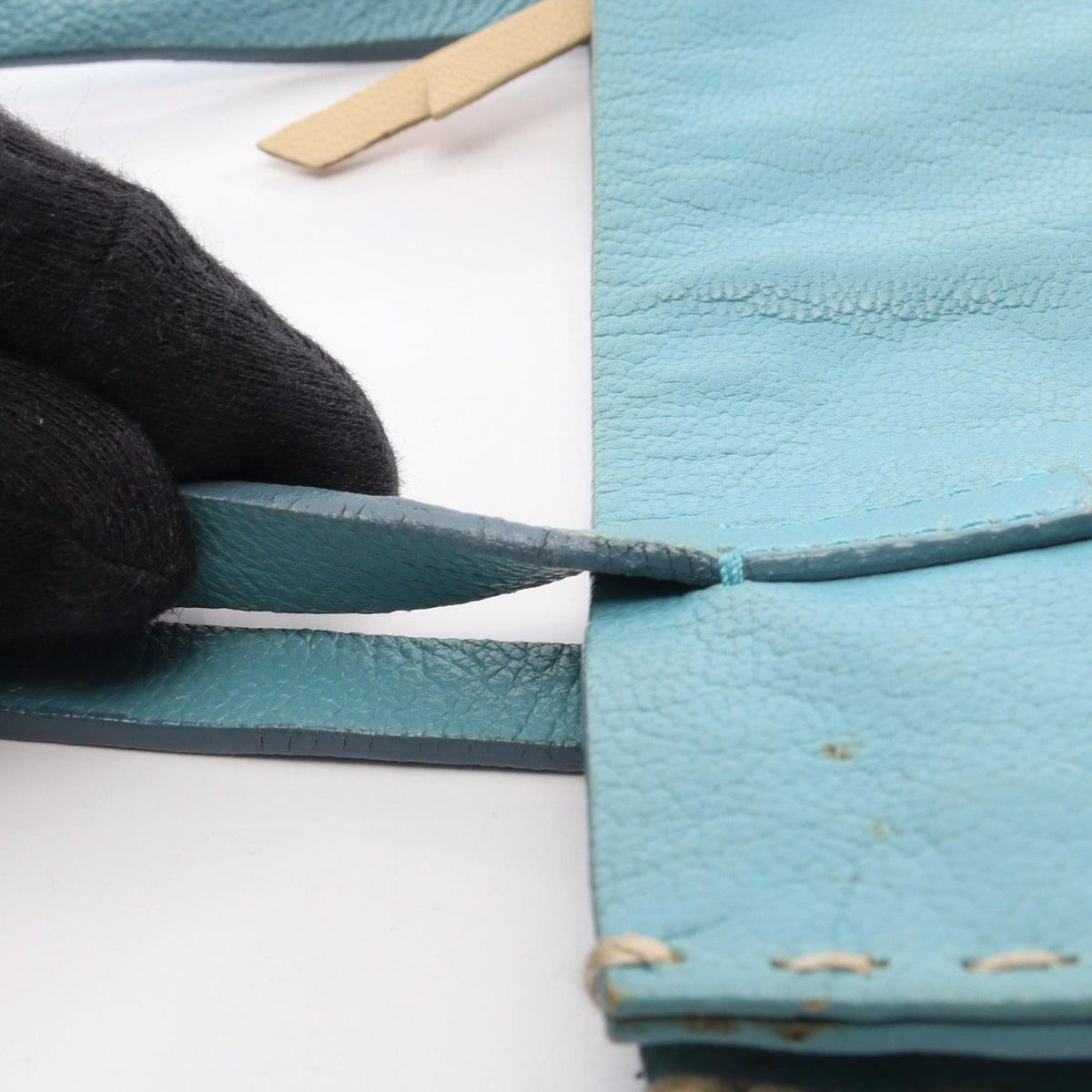 Miu Miu Logo Blue Leather Handle Bag