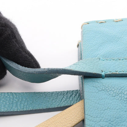 Miu Miu Logo Blue Leather Handle Bag