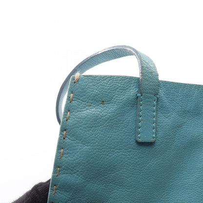 Miu Miu Logo Blue Leather Handle Bag