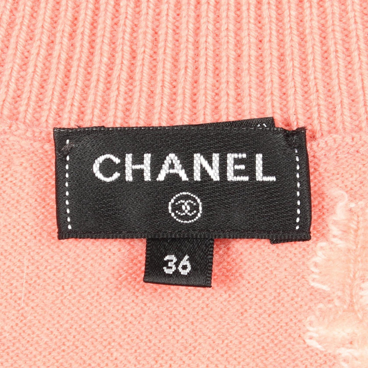 CHANEL Pink Cashmere Coco Mark Flower Cardigan Size 36