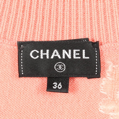 CHANEL Pink Cashmere Coco Mark Flower Cardigan Size 36