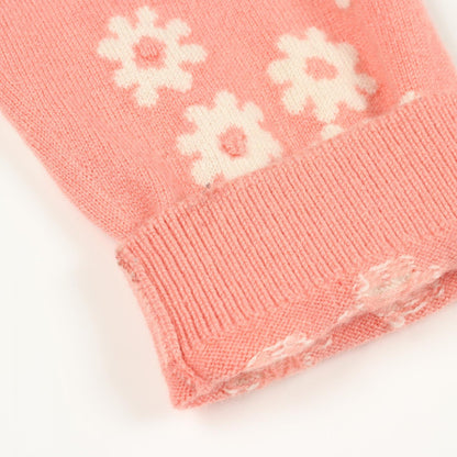 CHANEL Pink Cashmere Coco Mark Flower Cardigan Size 36