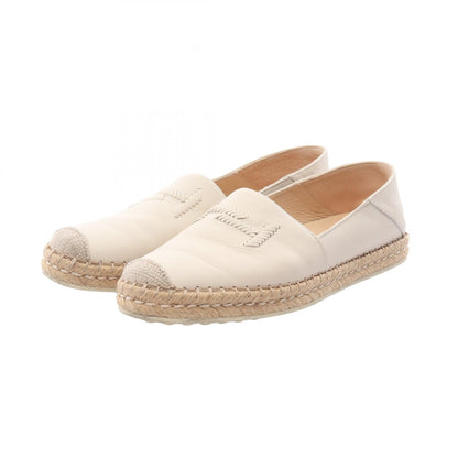TOD'S Espadrille Leather Slip-Ons Beige Size 37.5