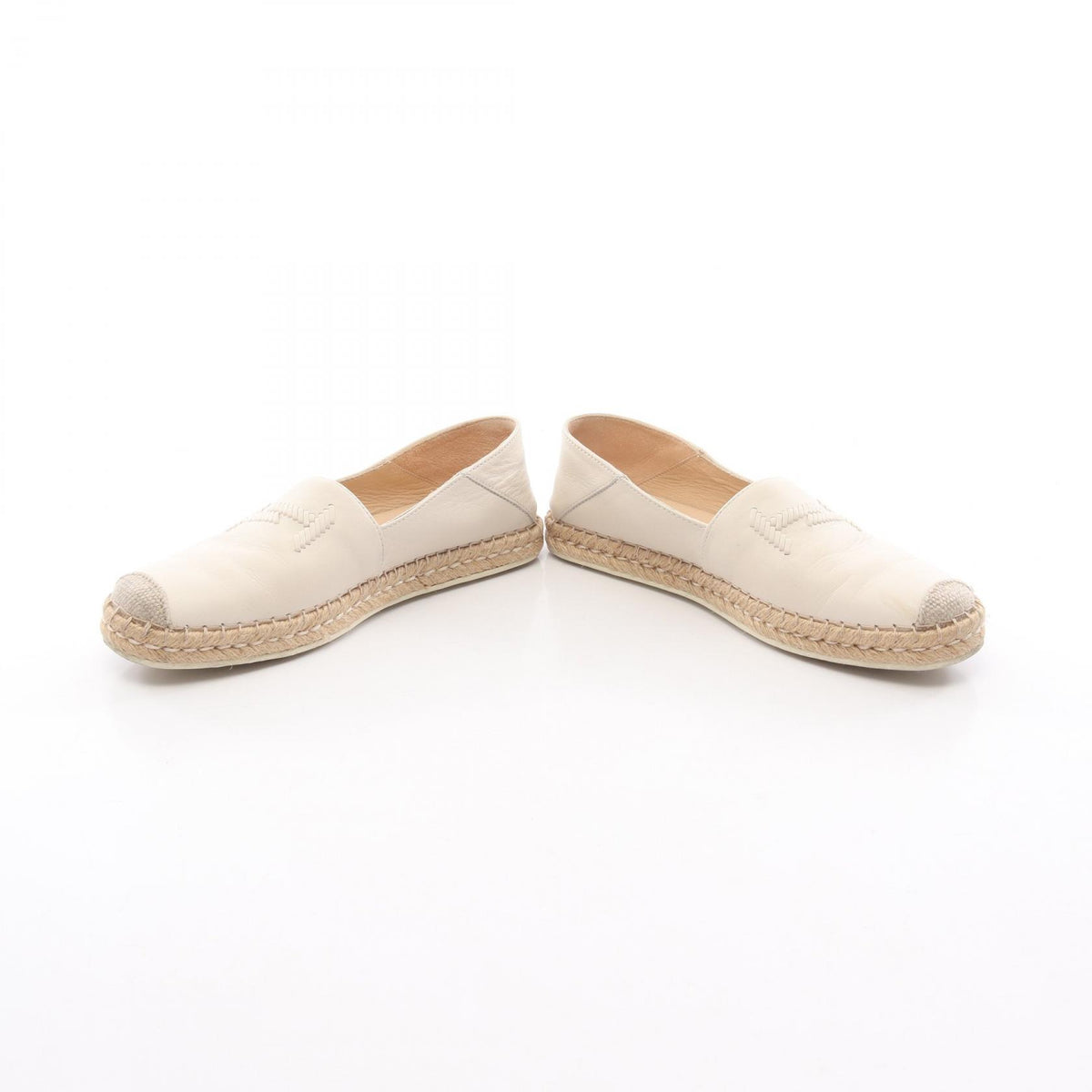 TOD'S Espadrille Leather Slip-Ons Beige Size 37.5