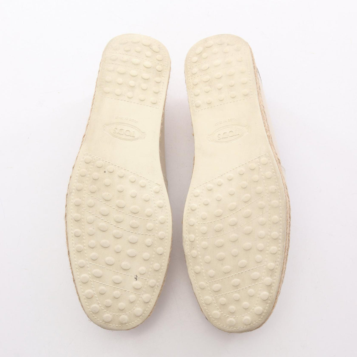 TOD'S Espadrille Leather Slip-Ons Beige Size 37.5
