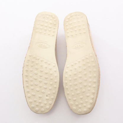 TOD'S Espadrille Leather Slip-Ons Beige Size 37.5