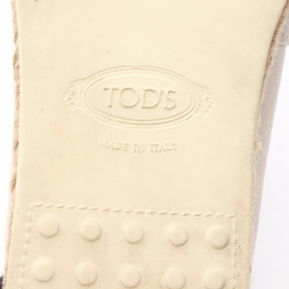 TOD'S Espadrille Leather Slip-Ons Beige Size 37.5