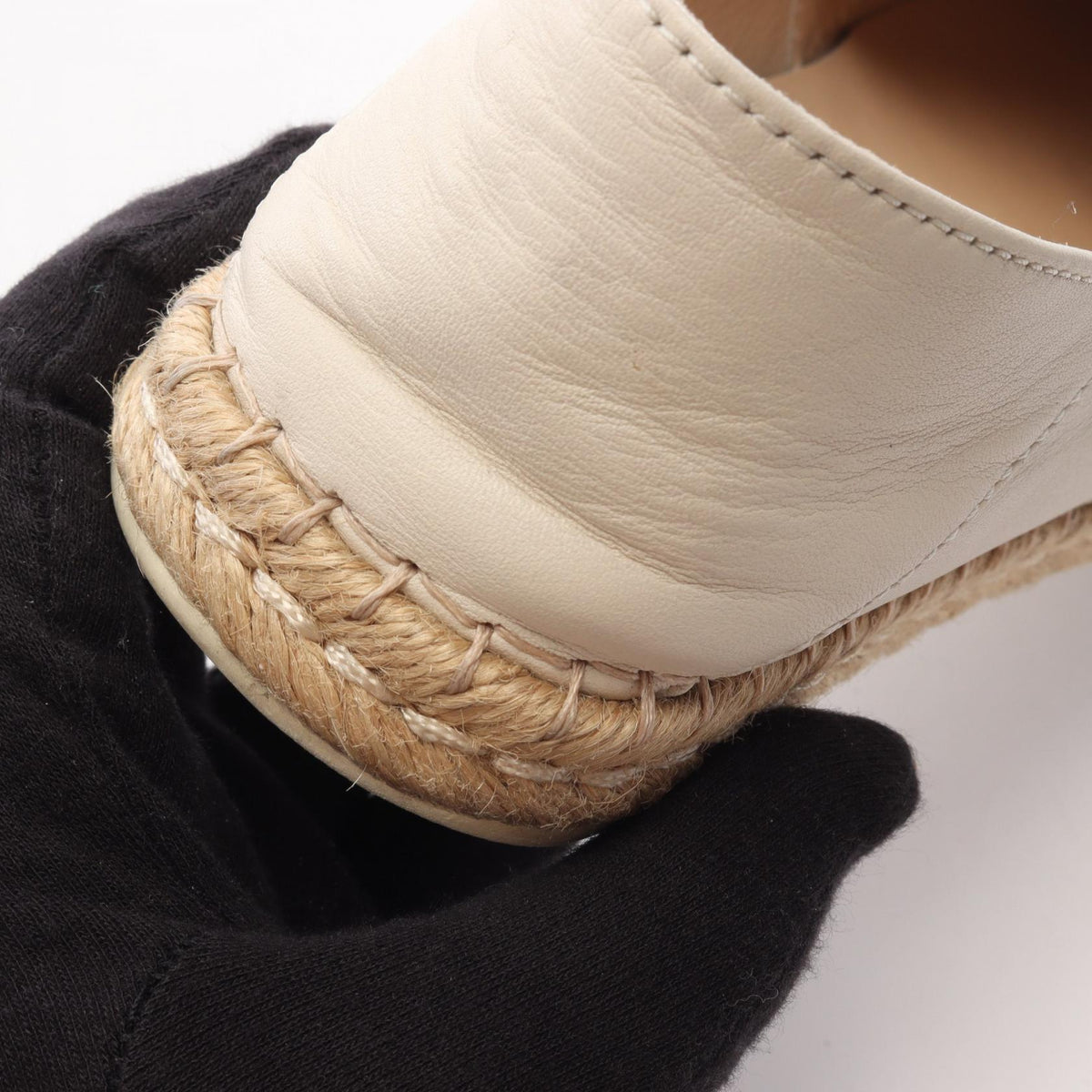 TOD'S Espadrille Leather Slip-Ons Beige Size 37.5