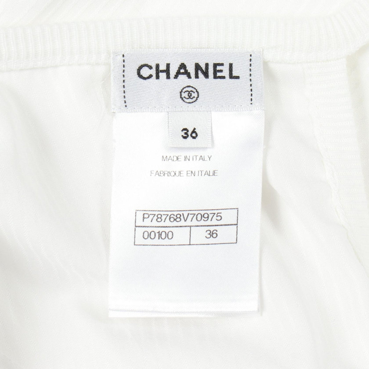 CHANEL Coco Mark Floral Lace Cropped Blouse White Size 36