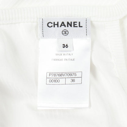 CHANEL Coco Mark Floral Lace Cropped Blouse White Size 36