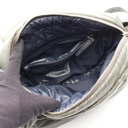CHANEL Green Nylon Leather Messenger Bag