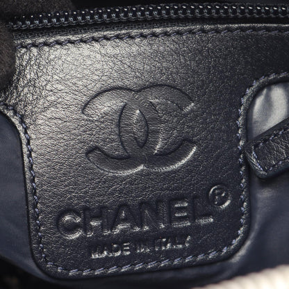CHANEL Green Nylon Leather Messenger Bag