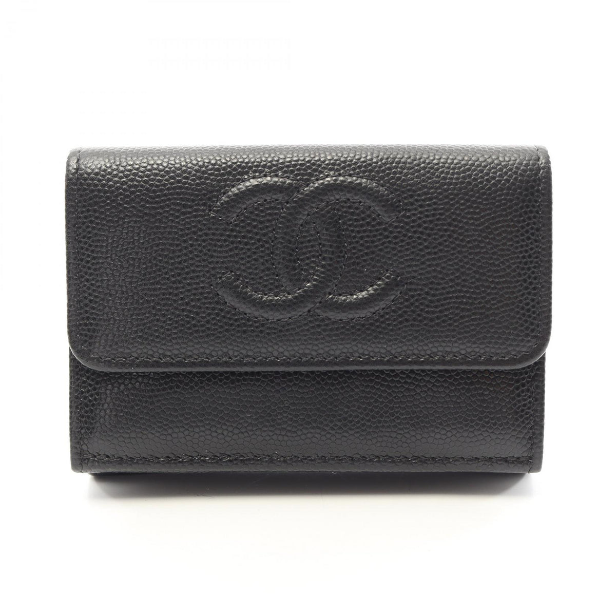 CHANEL Coco Mark Caviar Small Wallet Black