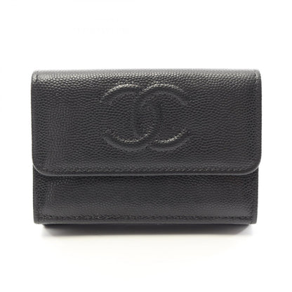 CHANEL Coco Mark Caviar Small Wallet Black