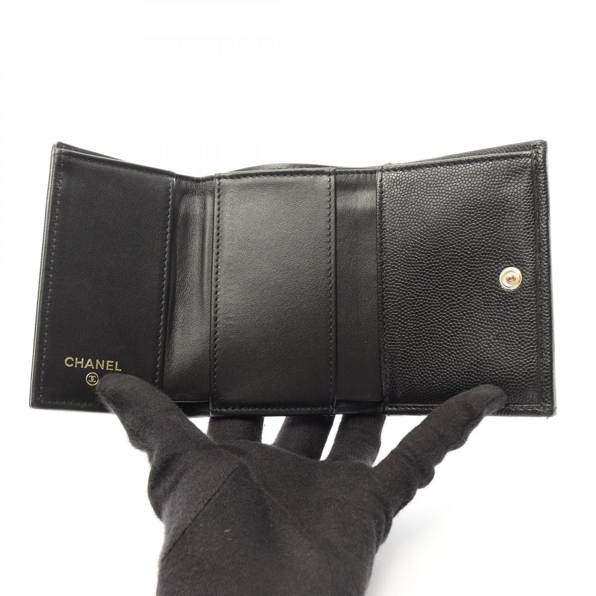CHANEL Coco Mark Caviar Small Wallet Black