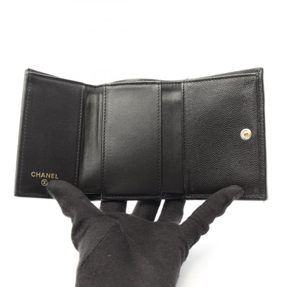 CHANEL Coco Mark Caviar Small Wallet Black